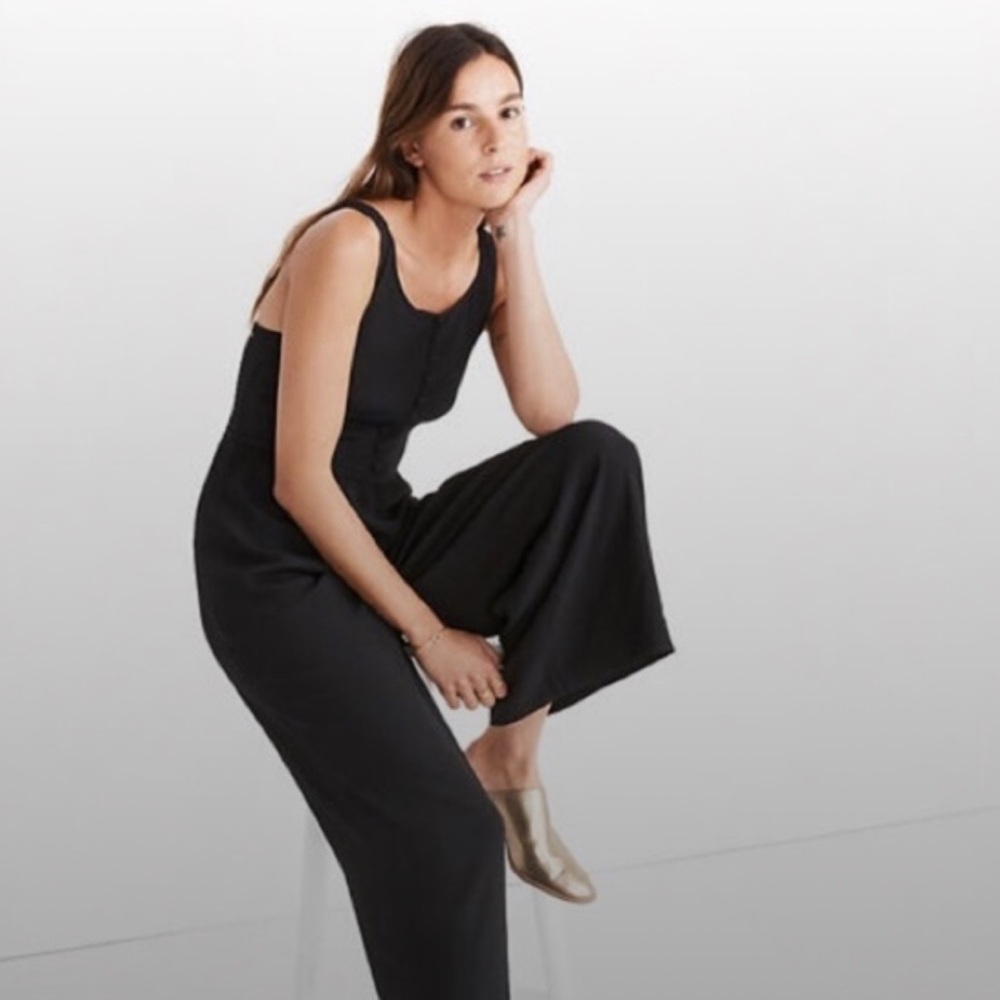 Madewell smocked button front jumpsuit size 2